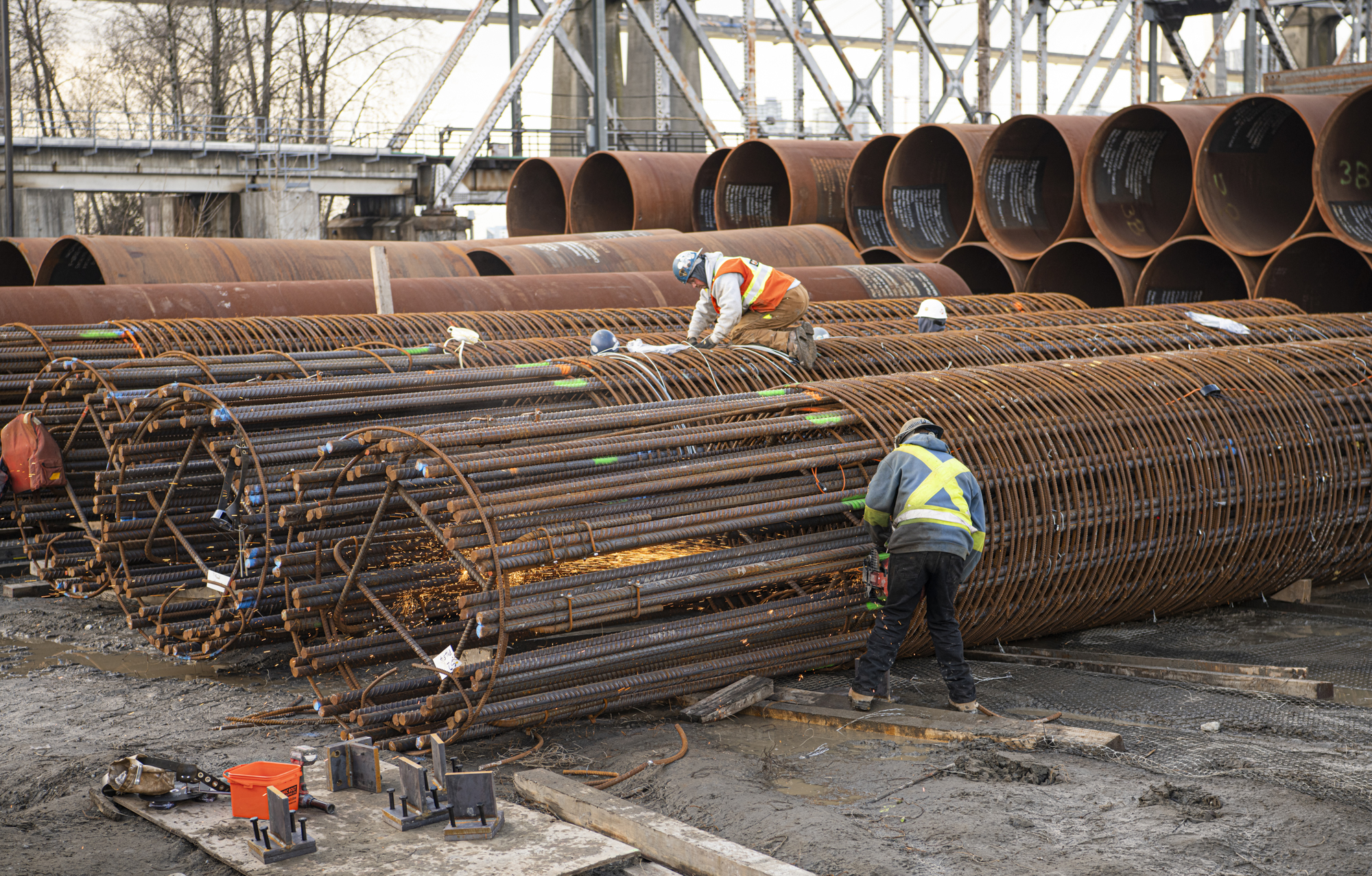 An image of a two workers in a construction site