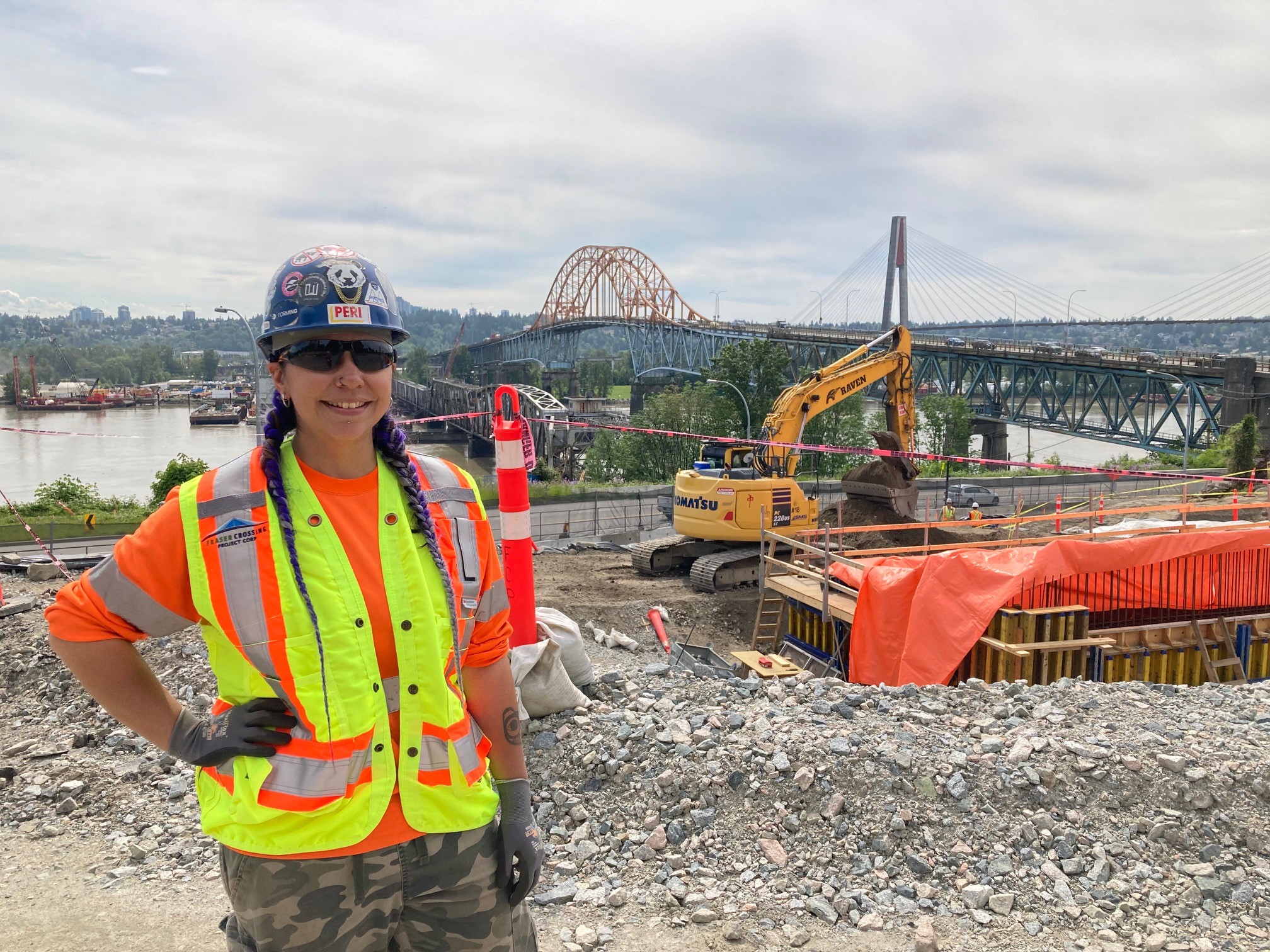 A photo of Barbara James on the site of the new Pattullo bridge